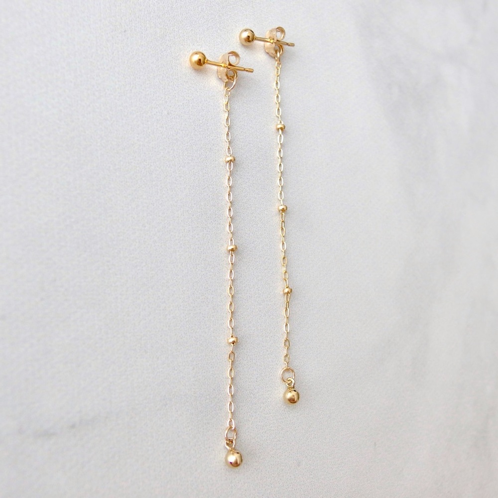 Long dewdrop line earrings 14k gold fill